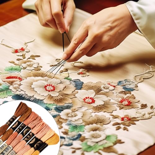 Image of 70 Yards 8 Skeins Gradient 6 Strands Neutral Earth Tones Variegated Embroidery Floss Cross Stitch Polyester String Thread Friendship Bracelet Threads Bulk for Hand Sewing Making Craft Supply