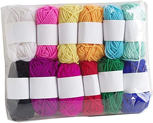 12 لونًا متنوعًا من خيوط اكريليك الناعمة بالوان قوس قزح، مثالية للتطريز اليدوي ومشروع نسج الكروشيه، رائع للملابس والسترات والاوشحة والقبعات والمشروعات الحرفية، 10 غرام/بكرة
