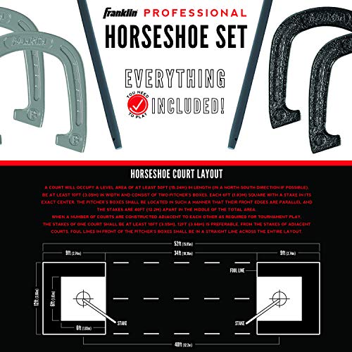 Image of Franklin Sports Horseshoes Sets - Game Sets for Adults + Kids - Includes (4) Horseshoes and (2) Ground Stakes