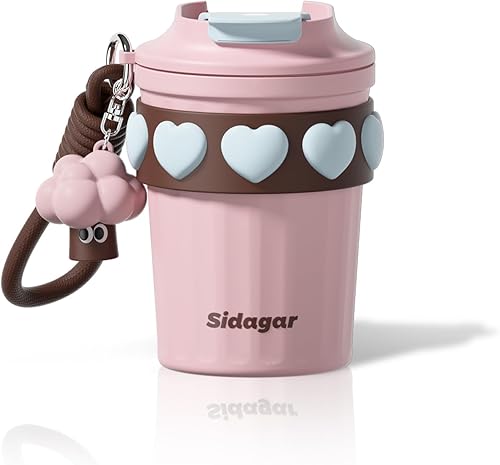 Taza de café de viaje de 12 onzas a prueba de derrames, a prueba de fugas, taza de café térmica de acero inoxidable con tapa, taza reutilizable para