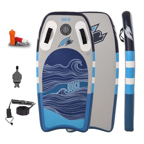 F2 Inflatable Body Board aufblasbares Boogie Board Air 3,7 Blau für Kinder und Erwachsene Skimboard Wellenboard Neues Modell