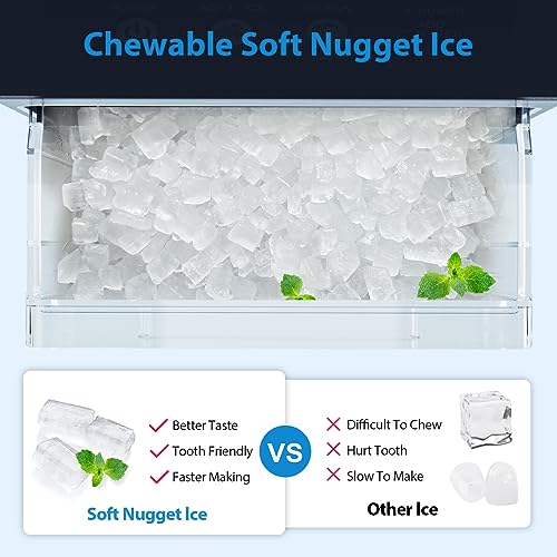 Aeitto Nugget Ice Maker Countertop, 55 lbs/Day, Chewable Ice Maker