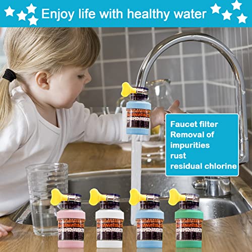 Faucet Water Filter, 4 Pack Faucet Mount Filters,Faucet Water Filter Purifier Kitchen Tap Filtration Activated Carbon Removes Chlorine Fluoride Heavy Metals Hard Water For Home Kitchen Bathroom #TOP3