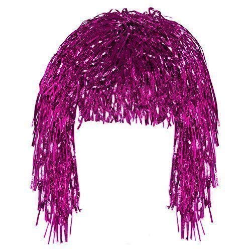 Robelli Adult Fancy Dress Shiny Metallic Foil Tinsel Wig Costume Accessory (2, Multi)