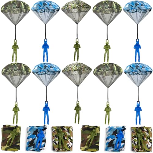 ROYHOO 15PCS Army Camo Parachute Toys for Kids Hand Throwing Outdoor Games, Army Men Action Figures Tangle Free Throwing Parachute Outside Toys Gifts...