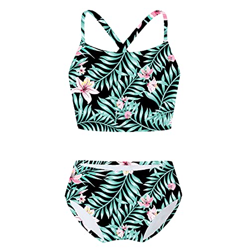 YONGHS Toddler Baby Girl Fashion Swimsuit Crossback Beach Swimwear 2 Pieces Bathing Suits for Summer Vacations Summer Lily Pink 4