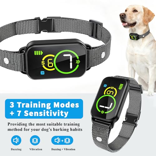 Anti-Bell-Halsband für Hunde – Bell-Halsband für kleine, mittelgroße und große Hunde, stoppt das Bellen, wiederaufladbares Hundehalsband mit Vibration und Piepton, Komfort-Training, lässt den Hund