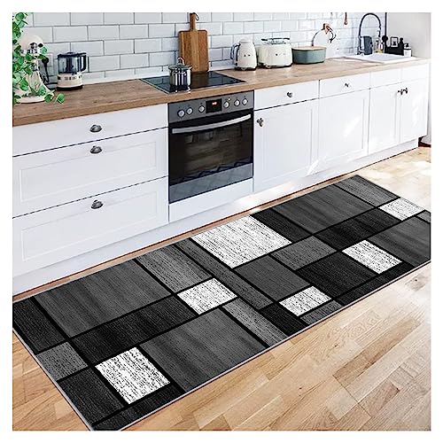 Siunwdiy Gris Pasillo contemporáneo Muy Largo Alfombra de Pasillo 60X300cm para Cocina y escaleras, Lavable y Antideslizante, estrechas alfombras de Entrada, Anchas de 40/50/60/70/80/100/120/140cm