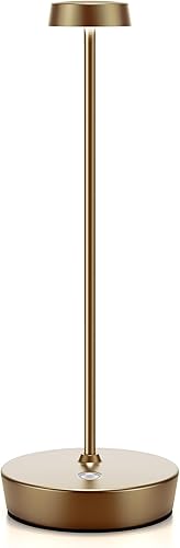 Cordless Table Lamp6000mAh Rechargeable Battery LED Desk Lamp, 3 Color Stepless Dimming Up,for Camping Restaurant Bedroom Bars Home Party (Titanium)