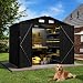 Aoxun Gerätehaus Metall mit Boden 6x4 FT Satteldach Schwarz