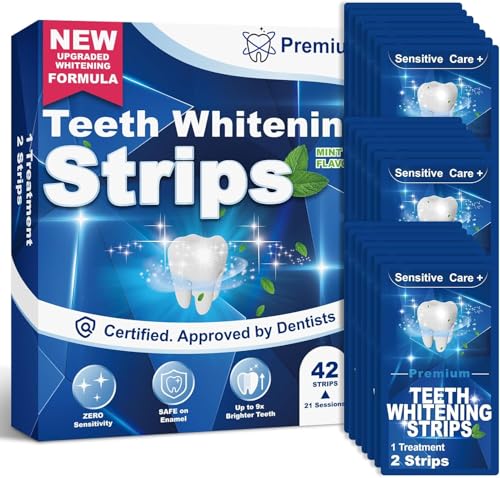 Tiras Blanqueadoras Dientes Blanqueamiento Dental - 56 Tiras blanqueador de dientes 21 Sesiones de Blanqueamiento, Whitening Strips Blanqueadores Dentales Blanqueador Dental Seguro para Esmalte