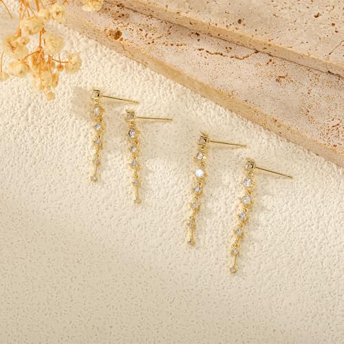 image for Lunvky 14K Gold Plated Dangle Earrings for Women Dainty Silver Drop Ea