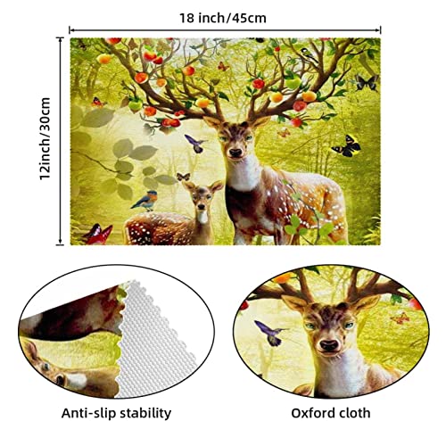Set de table anti glisse cerf forêt résistant chaleur pour éviter taches table
