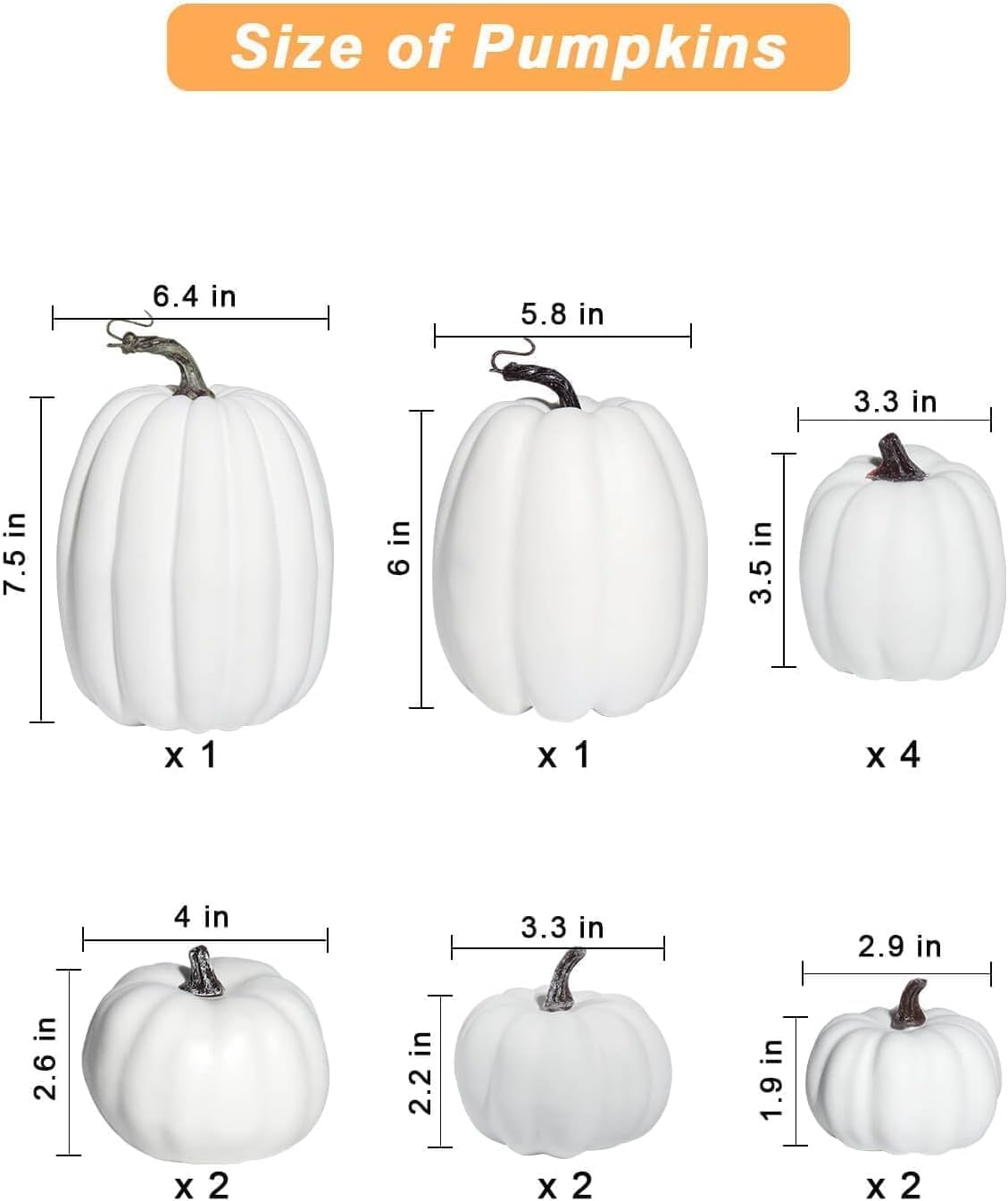 vensovo 36 Pcs Assorted Blue Plastic Pumpkins for Decorating, Small and Large White Pumpkins for Fall Décor, DIY Craft Lifelike Artificial Assorted Foam Pumpkins for Halloween