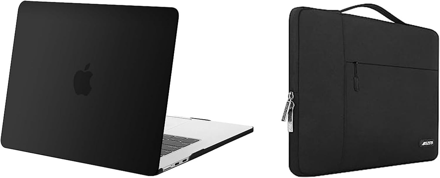 MOSISO Compatible with MacBook Air 15 inch Case 2023 Release A2941 M2 Chip, Protective Plastic Hard Shell Case Cover & Multifunctional Briefcase Sleeve Bag, Black