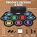 9 Pads Bluetooth Electric Drum Set, Portable Roll Up Electronic Drum Pad with Headphone Jack, Pedals & Sticks, Recording Function, Great Holiday Xmas Birthday Gift for Kids