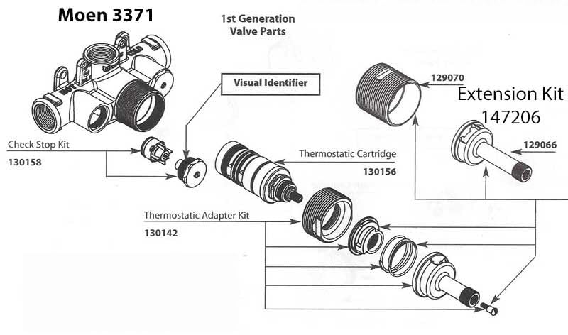 Replacement Moen 130156 Thermostatic Cartridge, Water Valve