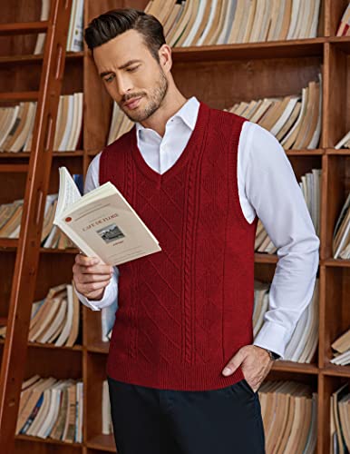 COOFANDY Mens V Neck Sweater Vest Knit Sleeveless Pullover Sweater Casual Slim Fit Twisted Vest2