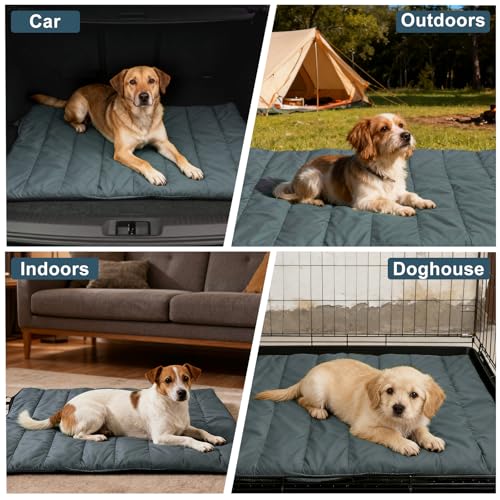 Feelhap Hundedecke 110x68cm Waschbares,Hundedecke für Unterwegs Wasserdicht,rutschfeste Hundematte Komfort und Weiches Wasserdichtes Hundebett,Outdoor,Reise,Auto-Kofferraum Hundekissen (Grau)