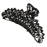 Numblartd Fashion Retro Black Metal Alloy Rhinestone Fancy Hair Claw Jaw Clips Pins - Chic Vintage H