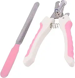 Cortador De Unhas Pet Kit Alicate e Lixa Para Cães e Gatos (Branco e rosa)