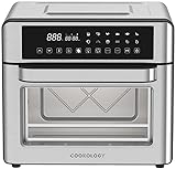 Cookology CAF250DI Air Fryer and Oven 25 Litre Extra Large Mini Oven and Airfryer Combo with LED Touch Controls and 12 Cooking Presets with Rotisserie Function and Accessories - in Stainless Steel