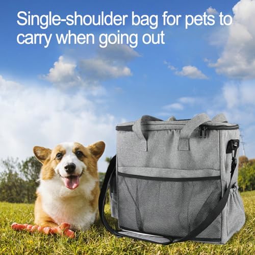 Bolsa de hombro para mascotas para evitar derrames con recipientes y cuencos de viaje gris 6