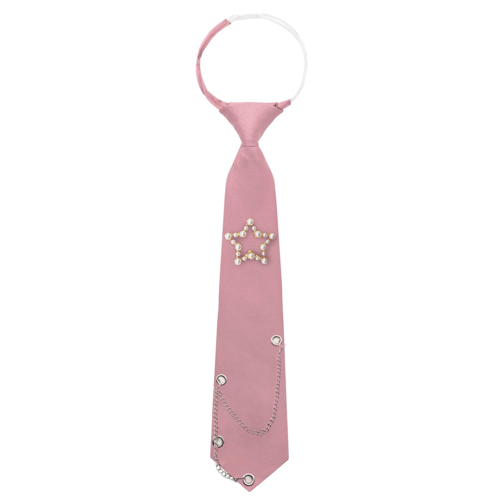 Womens Tie, Pre-tied Neck Ties with Artificial Pearls Accessory