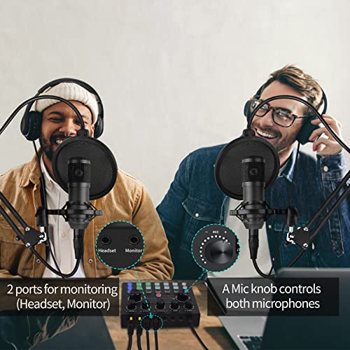 Podcast Equipment Bundle,Audio Interface With Dj Mixer And Condenser Microphone, All-In-One Audio Mixer Perfect For Pc/Phone/Laptop,Recording,Streaming,Gaming #TOP4