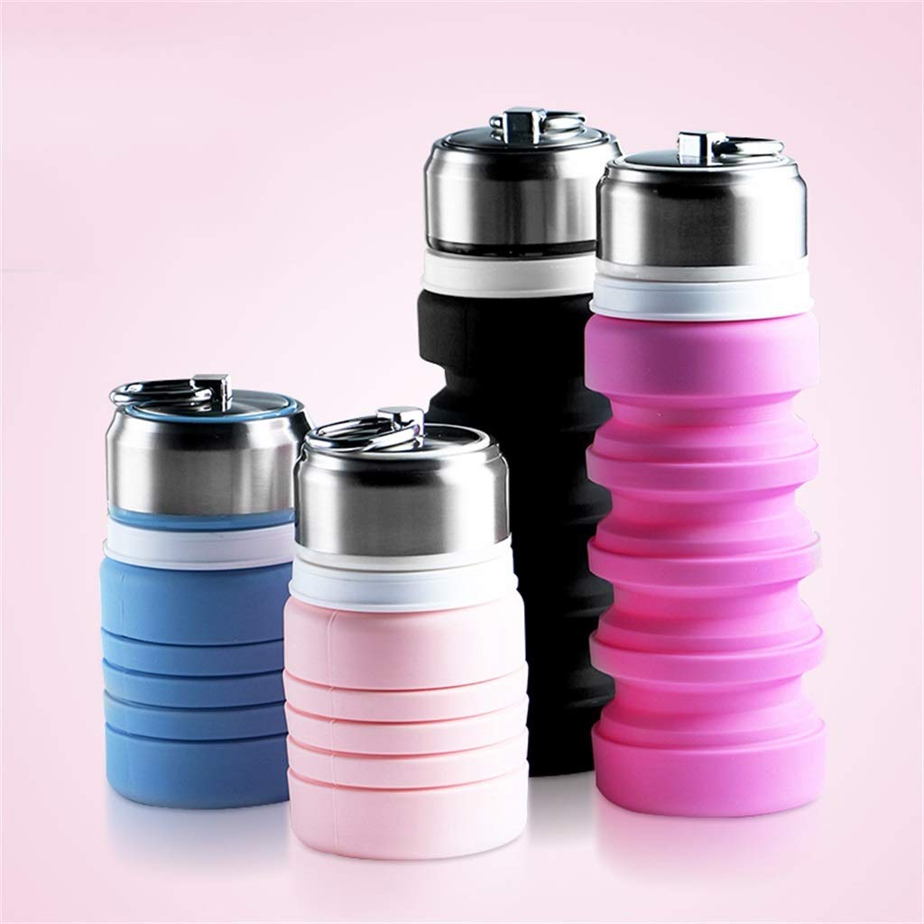 Bottiglia d'Acqua Pieghevole, 400ml Piccolo E Portatile BPA-Libera Regolabile (4 Colori)