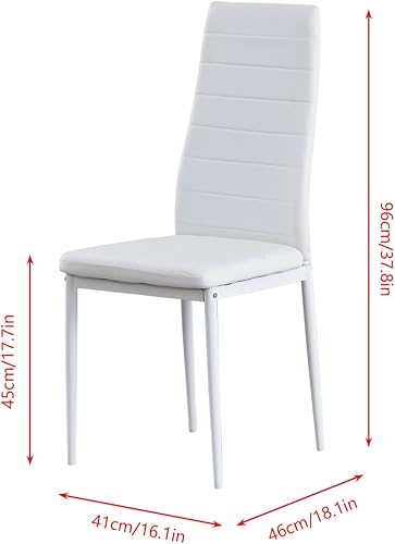 Miniatura 6 de RVEE Juego de 3 piezas de mesa de comedor gris con sillas de piel sintética blanca para 2 personas mesa de cocina pequeña de vidrio templado