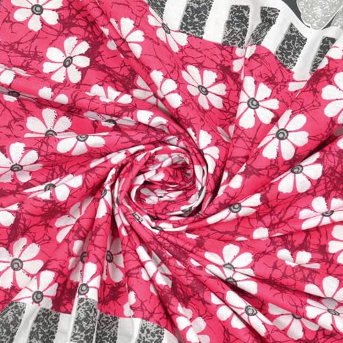 Image of RajasthaniKart Pure 100% Cotton Single Bed Sheet with 1 Pillow Cover (Bedsheet for Single Bed Cotton, Pink Floral)