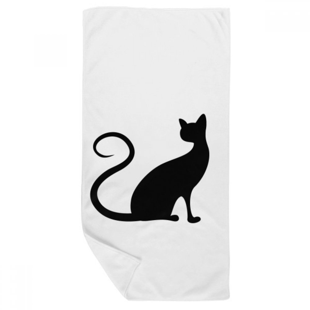 Serviette de bain chat noir silhouette anti-irritation 35x70cm multicolor pour peau sensible