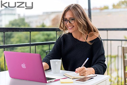 Kuzy MacBook Air 13 inch Case A1466 A1369 Soft Touch Cover for Older Version 2017, 2016, 2015 Hard Shell - Neon Pink