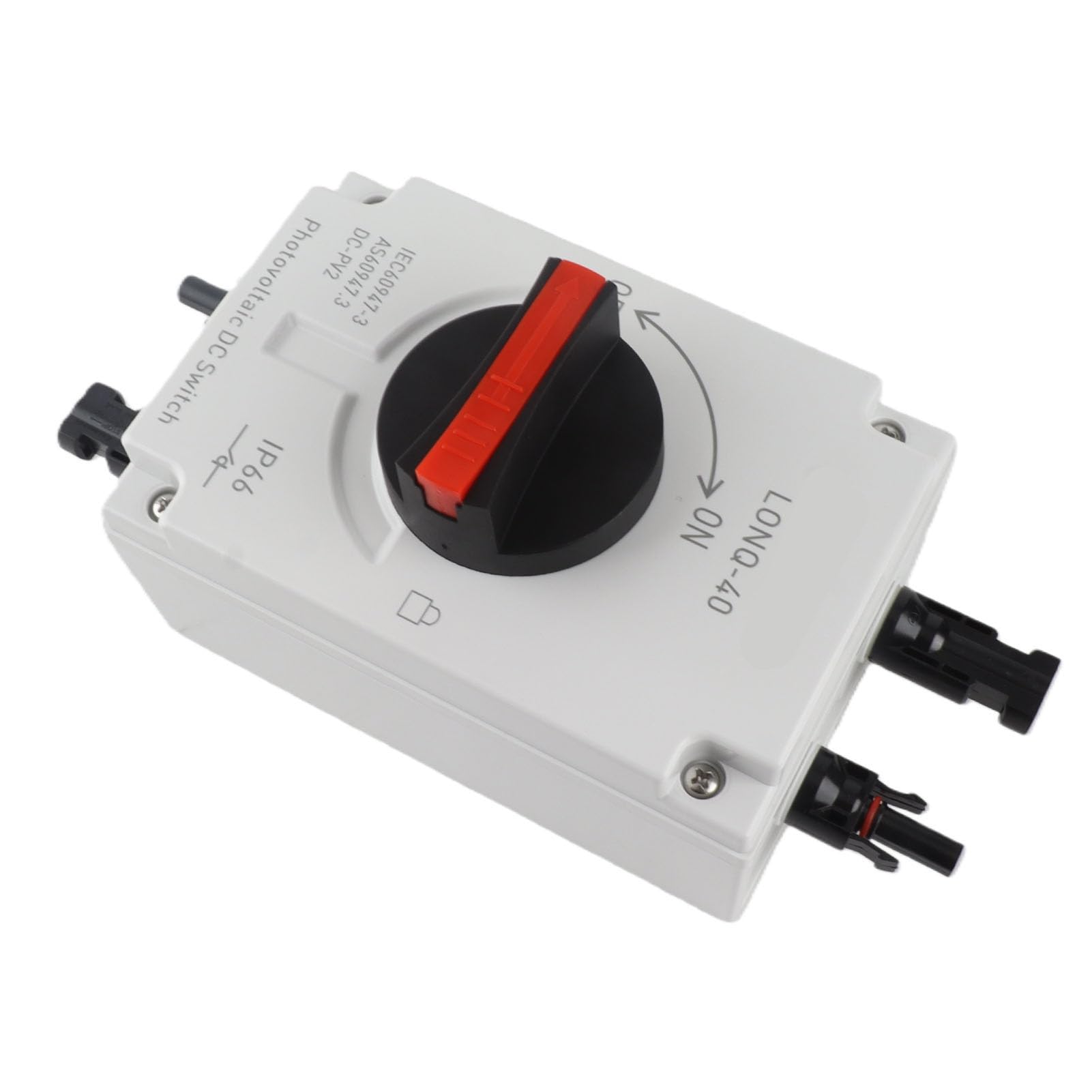 Ausla Sezionatore DC Fotovoltaico, Interruttore Isolatore DC PC 4P DC1200V 40A IP66 Montaggio su Guida Impermeabile per Solare per Barche, Interruzione Corrente Nominale 8x, Connettori M20, da -40
