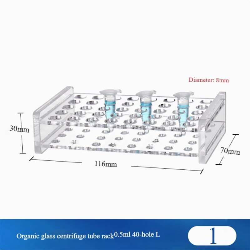 Gradilla for tubos centrífugos de plexiglás - Soporte for tubos de ensayo de un solo orificio for 1,5 ml a 100 ml - Capacidad de 8, 10, 18, 24 orificios -1 ud.(0.5ml 40 holes)