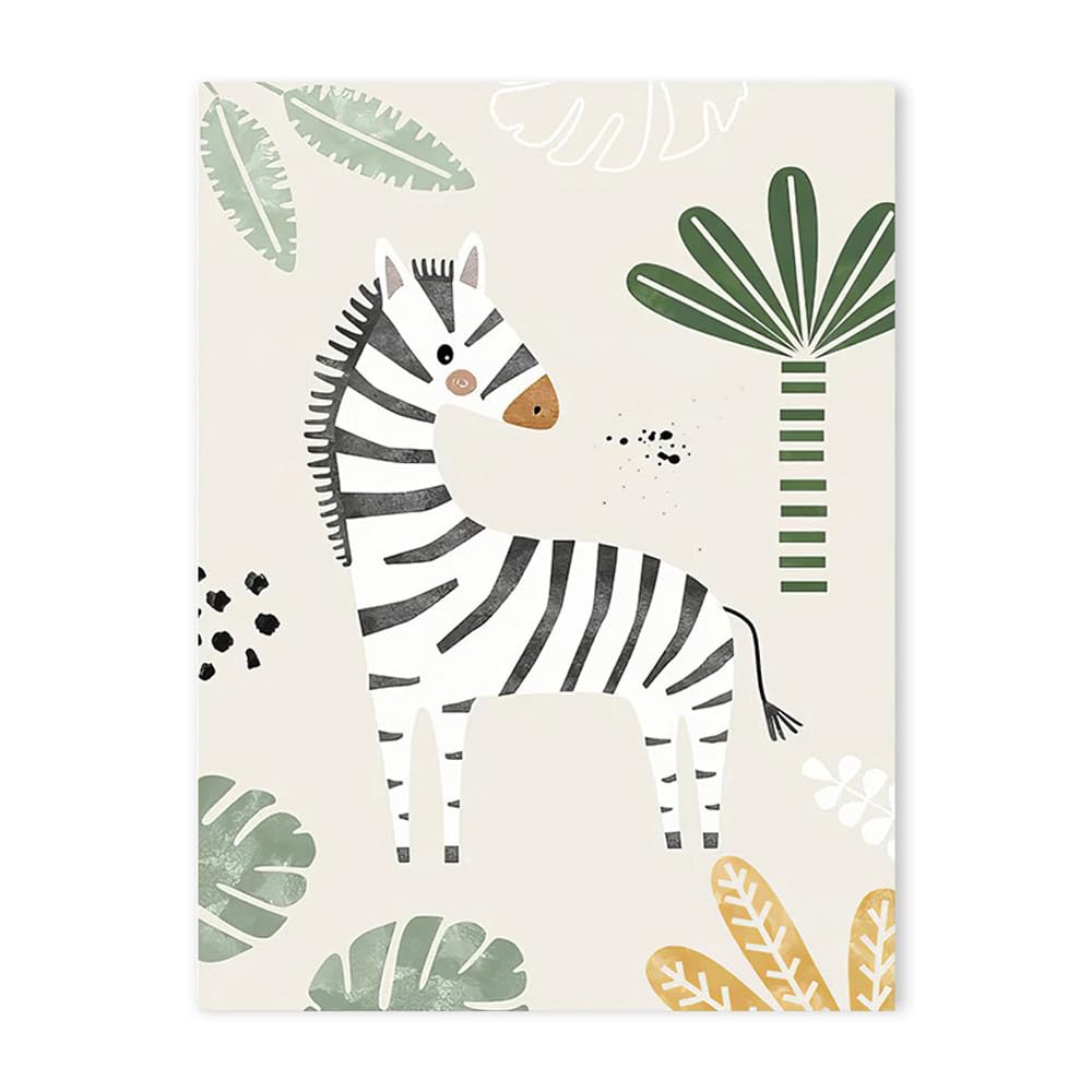 3 Affiches Animaux Jungle Lion Girafe Zebre Tableau Savane Bebe Deco Chambre Bebe Garcon Vert Beige Poster Affiche Chambre Enfant Foret 30x40 Affiche Animaux Chambre Bébé sans Cadre (BYCH076-30x40)