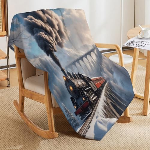 Manta de franela para sofá de 180x200 cm estilo tren de vapor multiusos 5