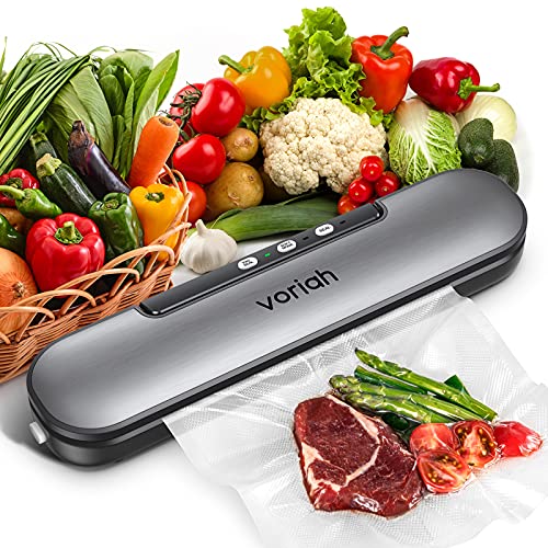 Vacuum Sealer Machine with bags, Voriah Portable Automatic Vacuum Food Sealer Machine, Built-in Cutter High Suction Air Sealing System for Food Preservation, Perfect for Sous Vide Starter Kit
