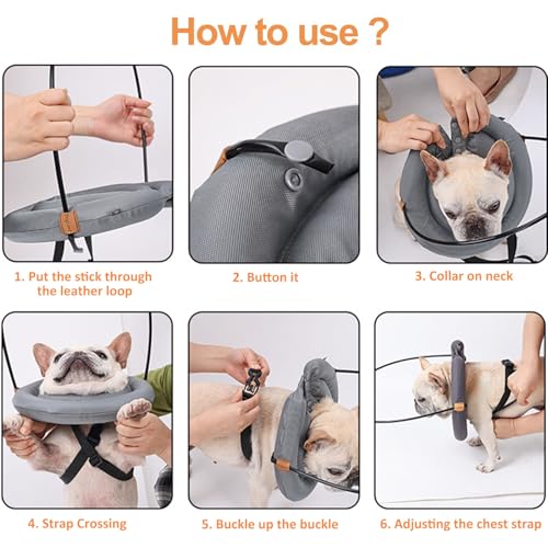 HDKUW Dispositivo de guia para cães pequenos, coleira leve para cães cegos, acessórios ajustáveis pa