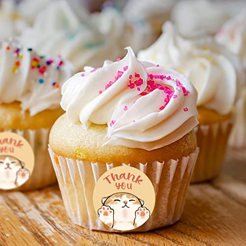 Heyfibro 500 Pcs Thank You Sticker Roll, 1.5" Cat Thank You Stickers Labels For Small Business, Baking Packaging, Round Sticker Tags For Gift Cards, Envelopes Seals, Wedding #TOP5