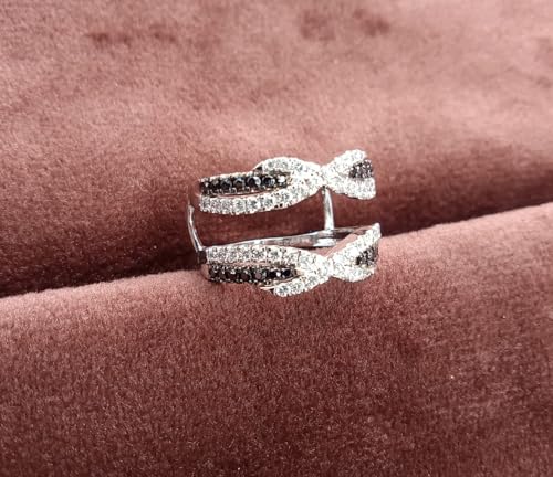 2 CT Round Shape White & Black Cubic Zirconia Enhancer Wedding Engagement Wedding Ring in 14K White Gold Plated 925 Sterling Silver (2 Cttw)4