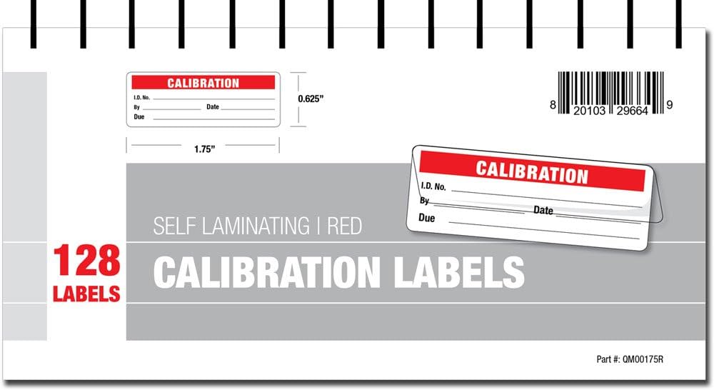 Calibration Labels - Self Laminating with Spiral Bound Cover (Red)