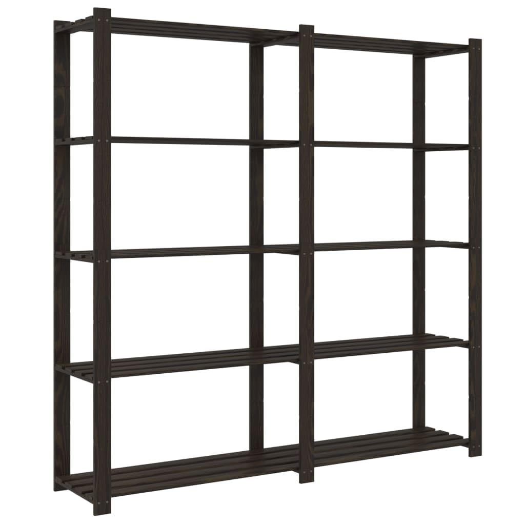 ShGaxin Estantería de 5 Niveles Madera Maciza Pino Negro 170x38x170 cm, Estanterias Almacenaje, Estanterias Trastero, Estanterias para Garaje, Estantes para Herramientas - SPU:373406