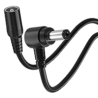 Vista 5 de Cable de extensión CC de 0.217 in x 0.083 in, ángulo recto de 90 grados, macho a hembra, ángulo izquierdo, cable de extensión de alimentación de 12