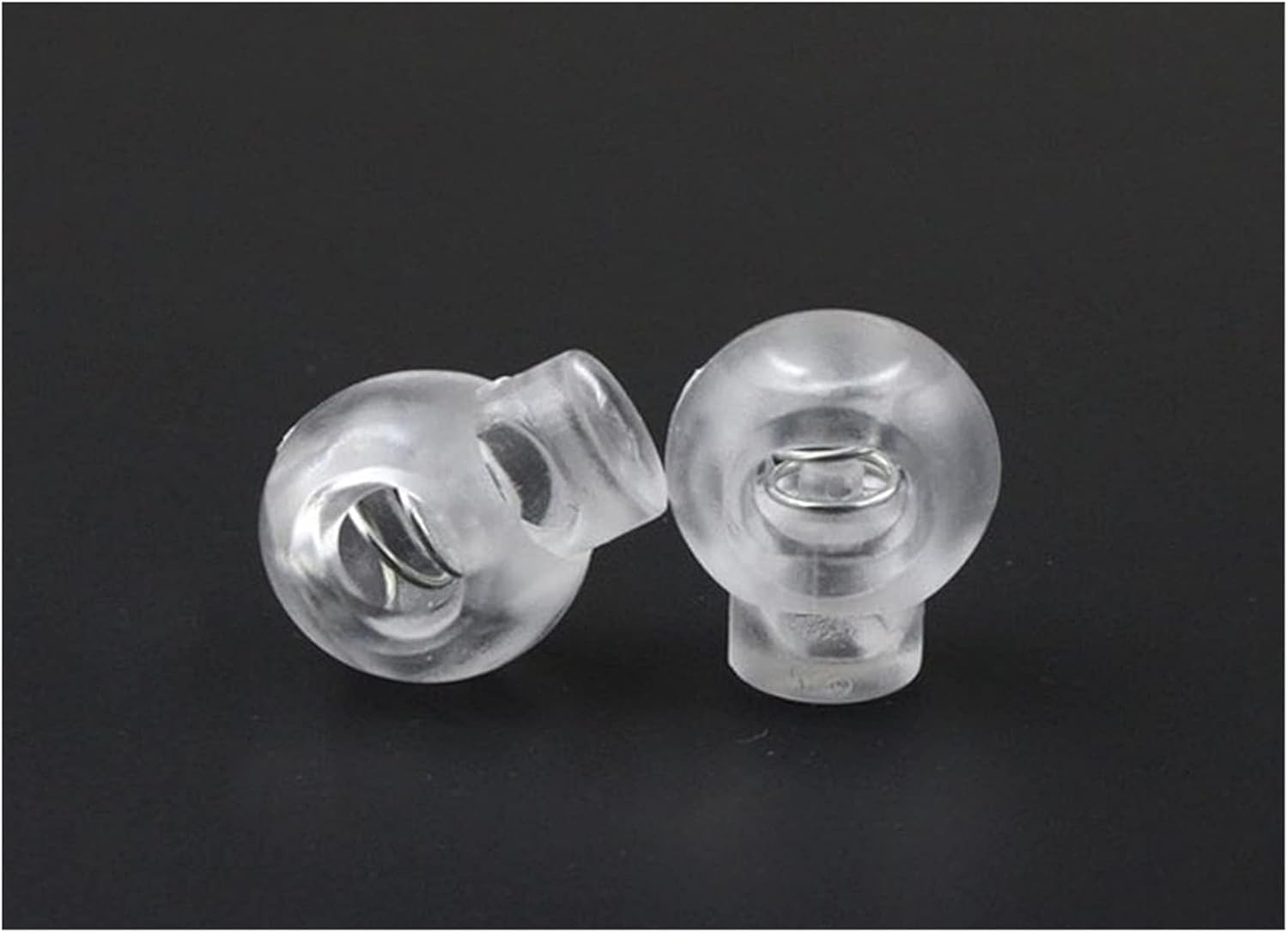 Spring Locks Clasp，Rope Lock Cord Locks,Toggles 100pcs Cord Lock Round Ball Toggle Stopper Plastic Toggle Clip Widely for Bag Backpack/Clothing Clear White