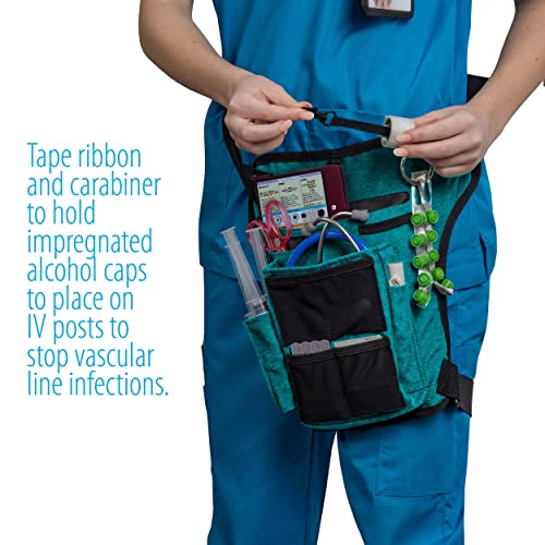 Image of Nurse Fanny Pack w /Elastic Leg Band - Multi Compartment Waist Organizer Tool Bag for Students, Practitioners & Medical Professionals (Aqua Blue)
