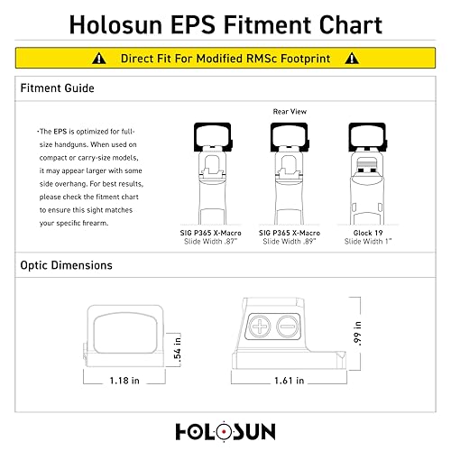 Image of Holosun EPS Full Size Series 2MOA /6MOA or 2MOA with 32MOA Circle dot Options, Closed Emitter Sight, Modified RMSc, RMR Adapter Plate- Red /Green /Gold Options