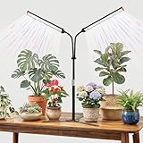 GooingTop Grow Light for Indoor Plants,5000K Full Spectrum Growing Plant Lamp with White Red Blue LED for Pots Succulents Seed Starting,Height Adjustable 10-32'' with Optional Dimming & Timer