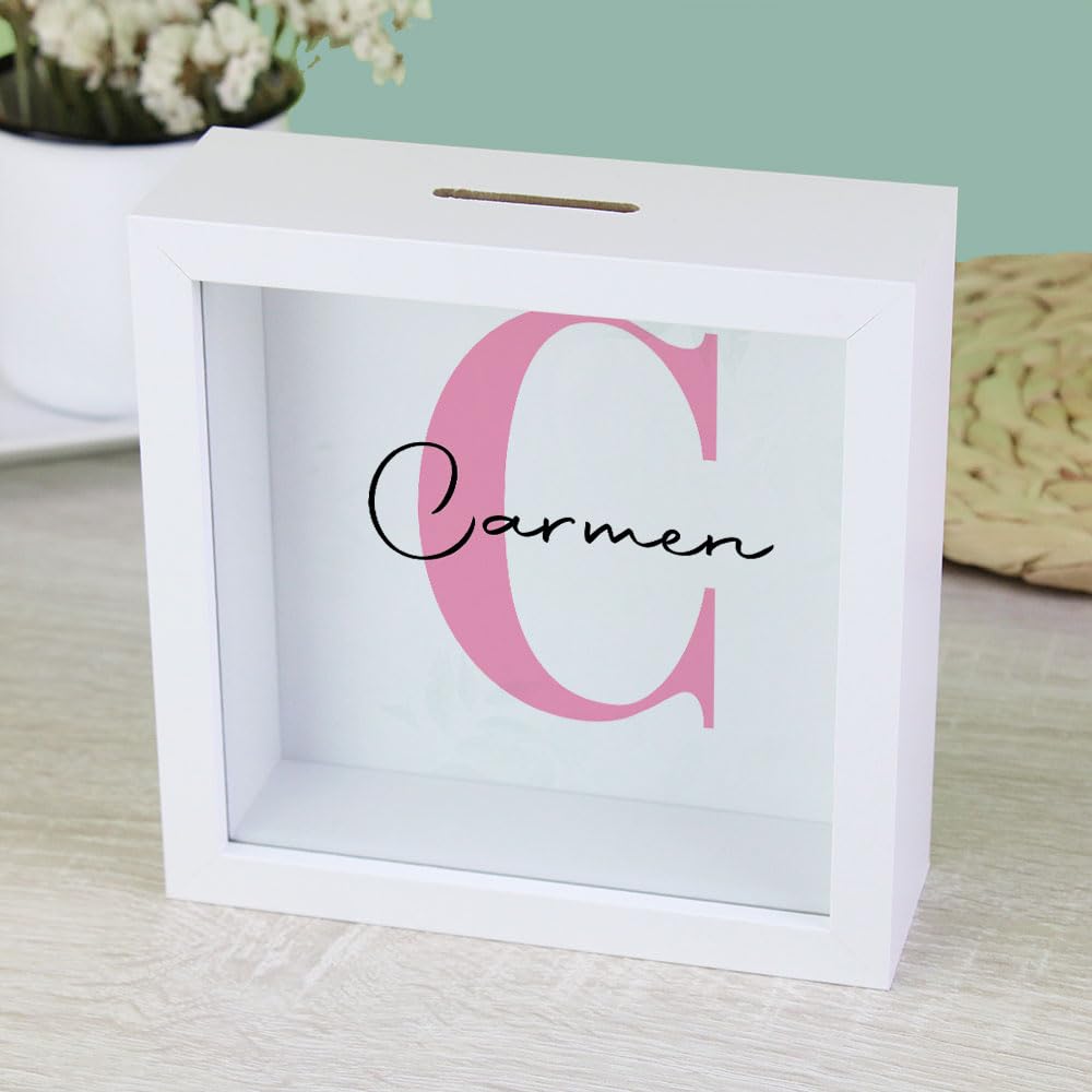 Hucha Personalizada con Inicial y Nombre Madera Regalo Pareja Niño niña